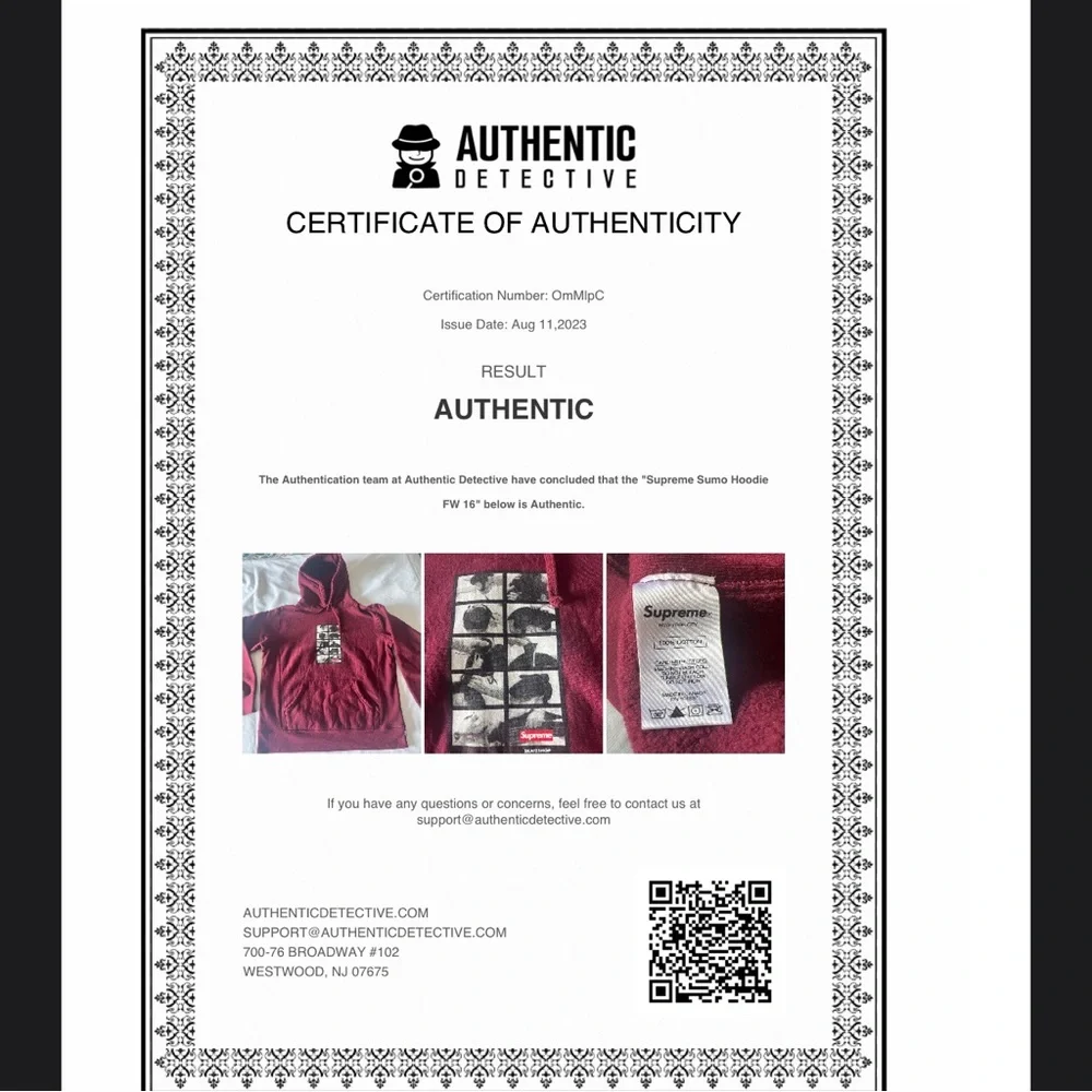 Supreme‎ Sumo Hoodie FW 16. Authenticated.